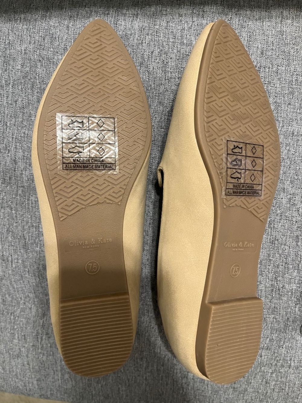 Olivia & Kate Tan Pointed Slip-On Flats - Picture 3 of 3
